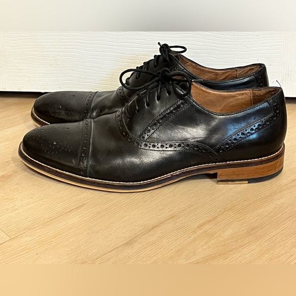 Johnston & Murphy Black Oxford Dress Shoes Lace Up Leather Mens 11.5 EUC - Picture 3 of 12